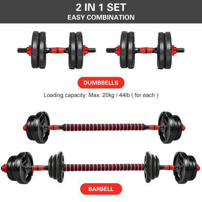 Adjustable Threaded Dumbbell Handle Bar Set