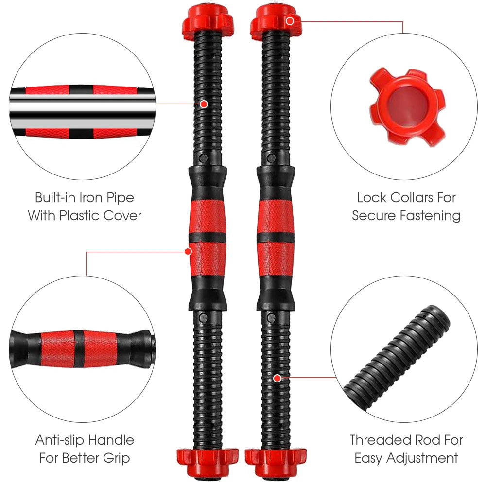 Adjustable Threaded Dumbbell Handle Bar Set