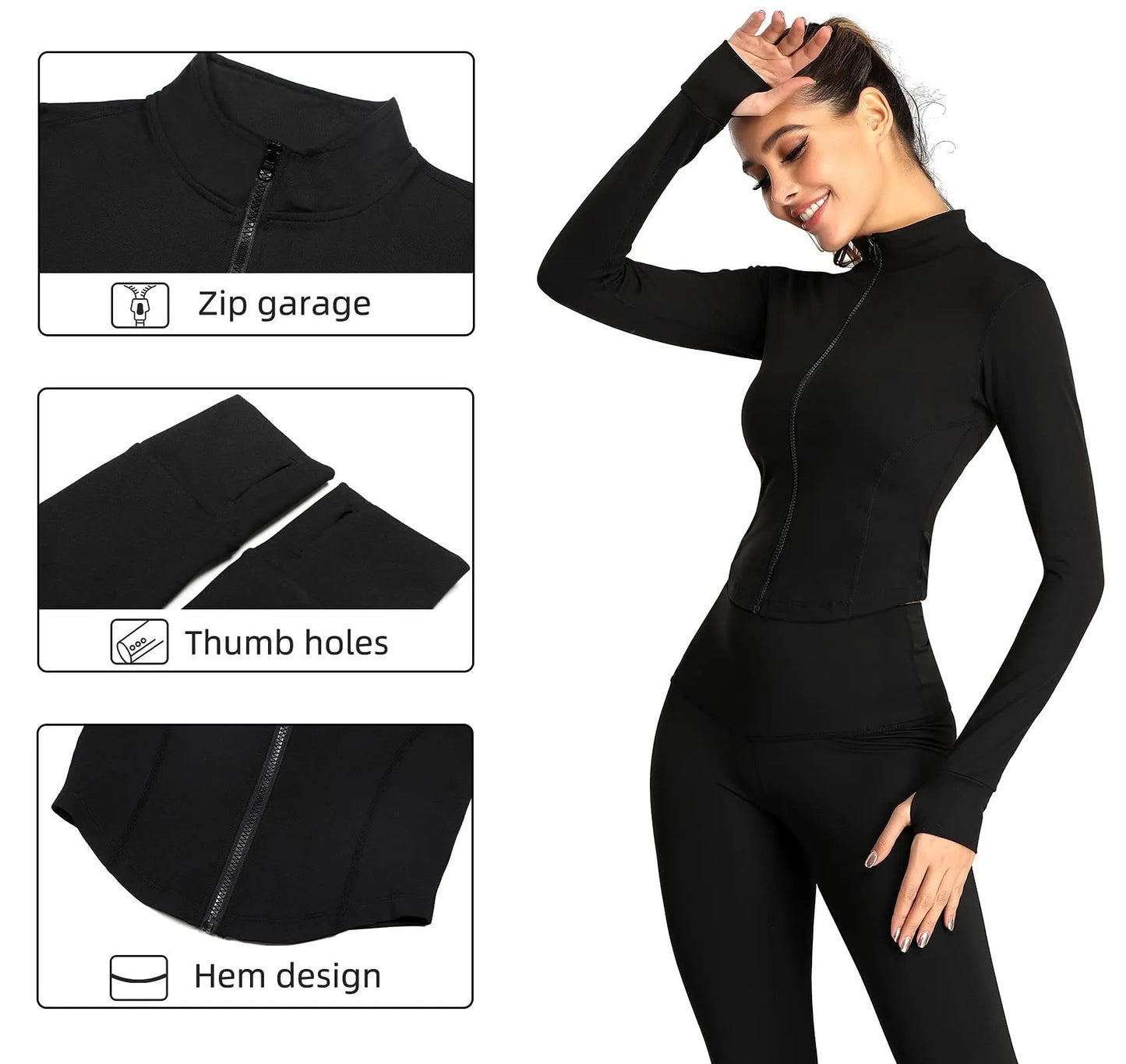 Women's Slim Fit Yoga Jacket with Thumb Holes